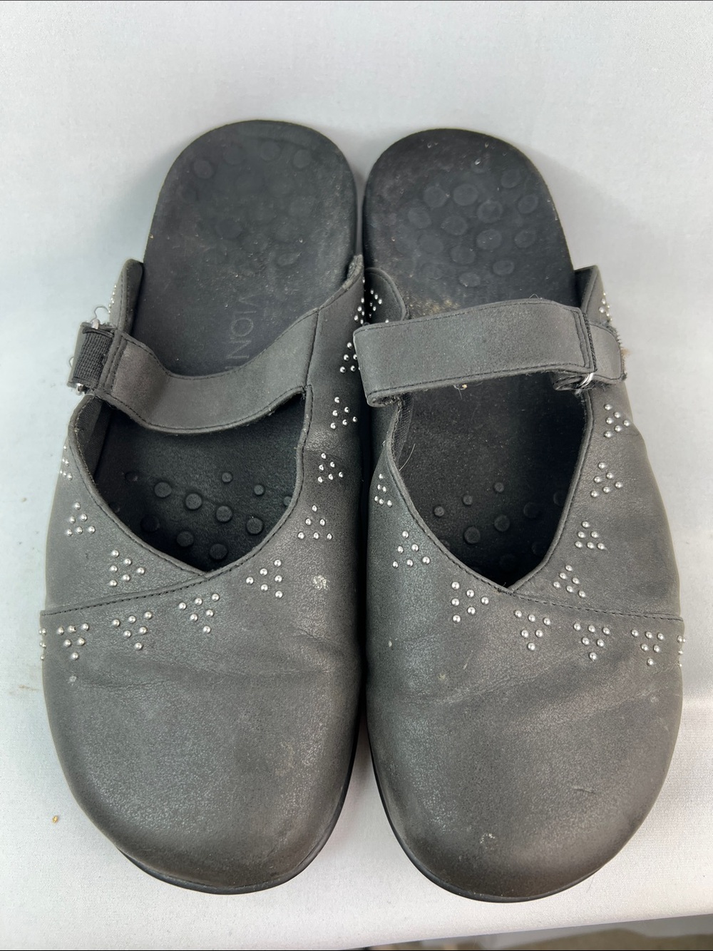 Vionic Orthaheel Airlie Studded Leather Mary Jane Clog Mules - Size 11